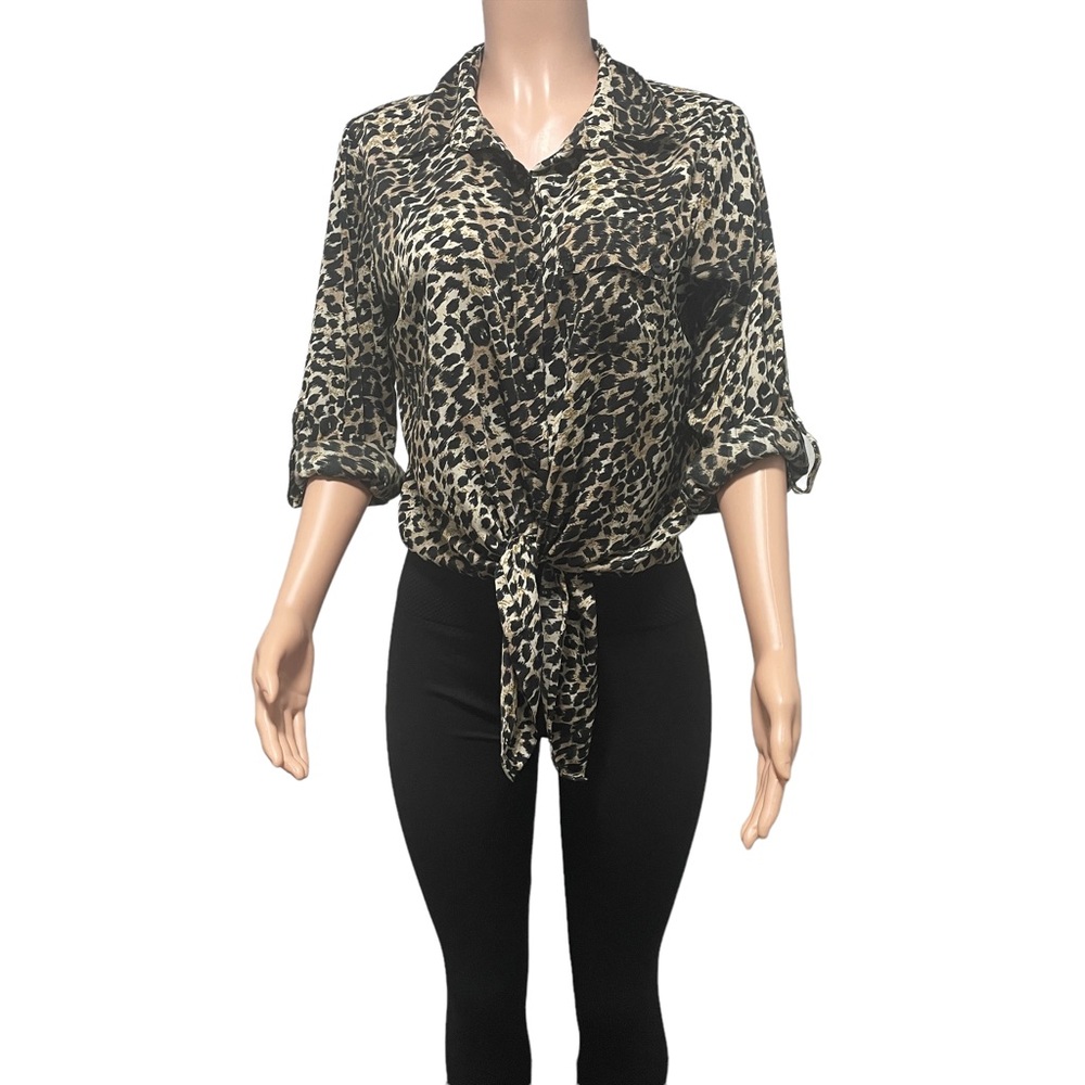 Mileage Women Long Sleeve Blouse Animal Print Size L